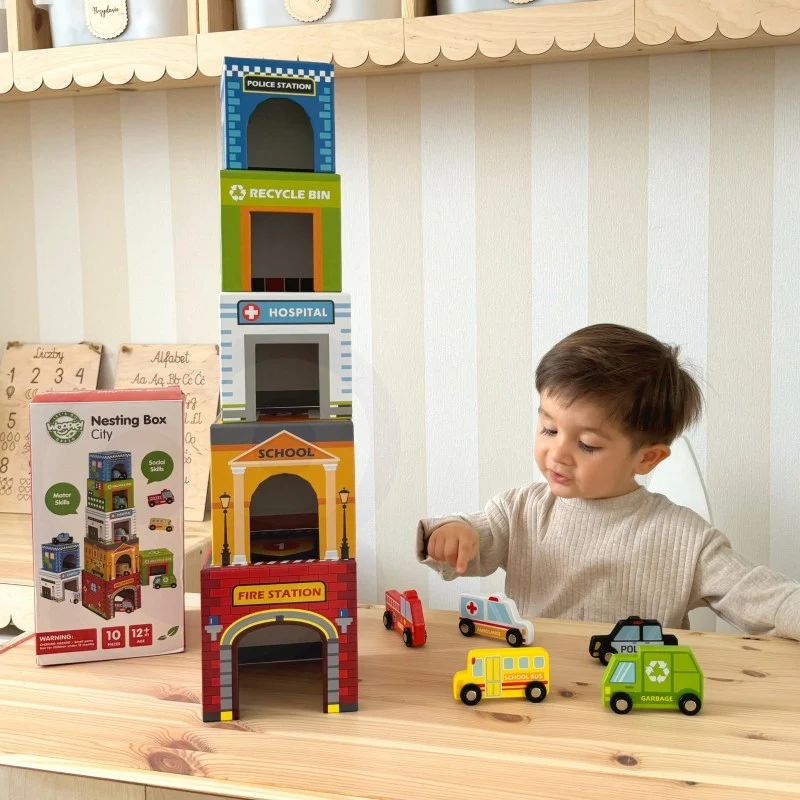 Stapelkuber Stad & Fordon – 10 delar | Woopie Let’s Go Green