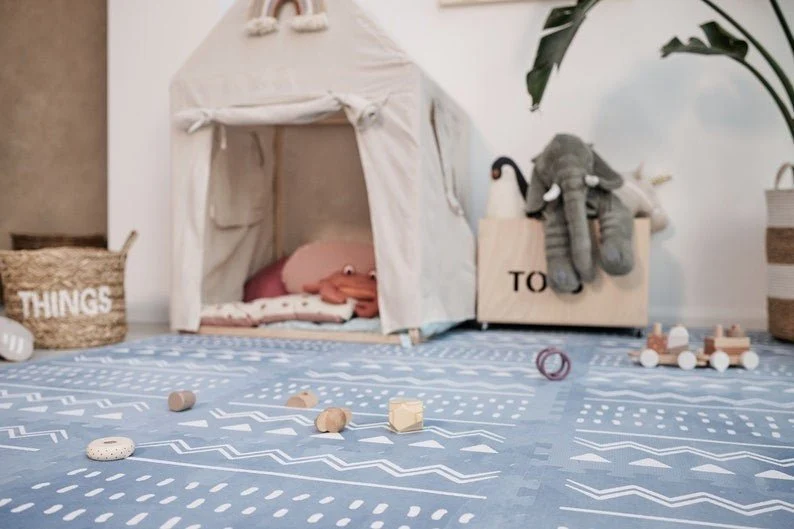 Giftfri Lekmatta Av Skumgummi- Boho Azure