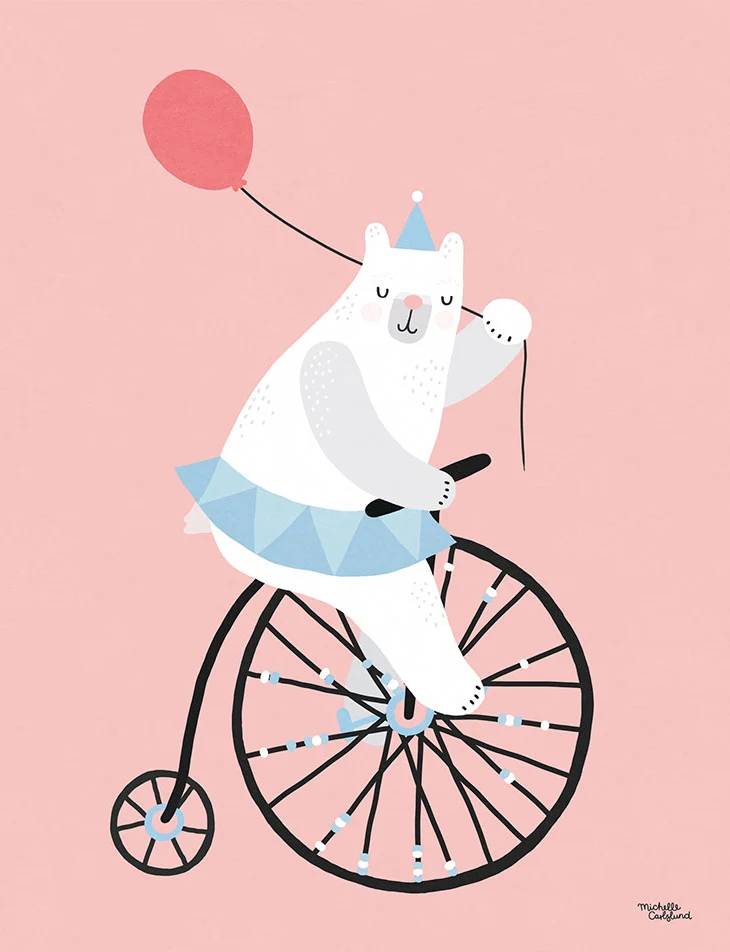 Michelle Carlslund Poster 50 × 70 cm – Cyklande björn