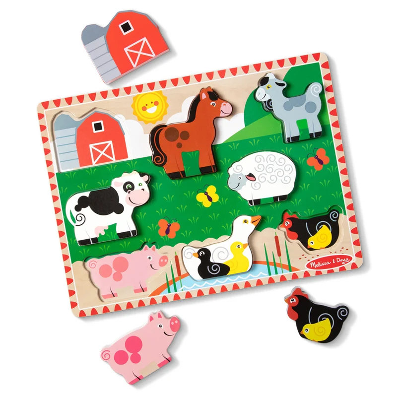 Melissa & Doug Träpussel med stora bitar, Bondgård - 8 bitar