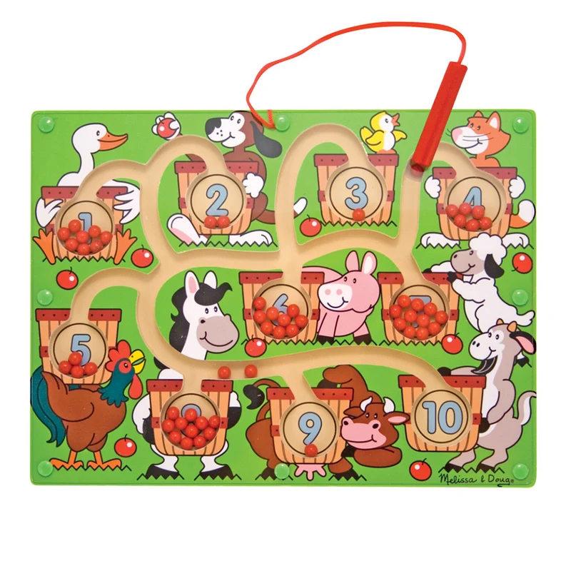 Melissa & Doug Magnetiskt labyrintspel i trä, räkna och rulla äpplen