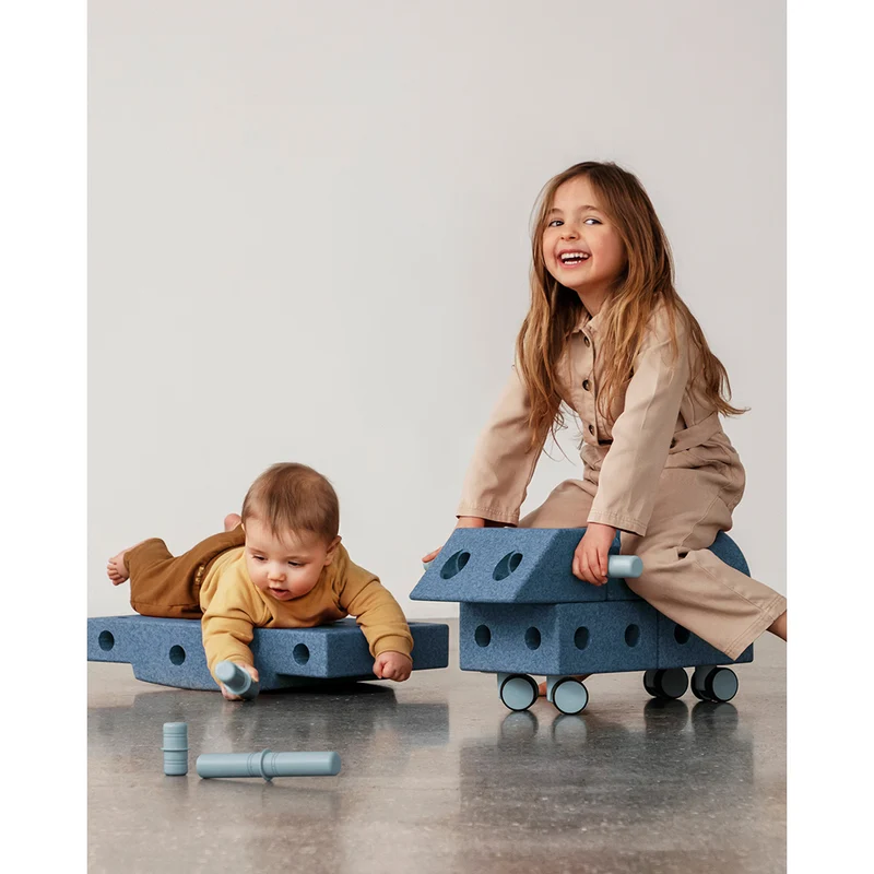 Modu byggleksak i skum, Explorer set, 20 delar – Deep blue/Sky blue