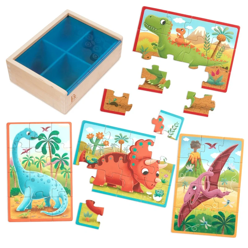 B Toys Pussel, 4-i-ett - Dino