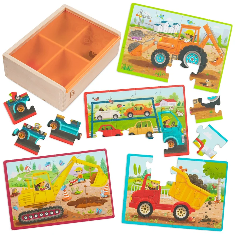 B Toys Pussel, 4-i-1 - Arbetsfordon