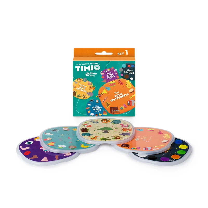 TIMIO Disc Set 1, Vilda djur, barnrim, färger, musik och kroppens delar
