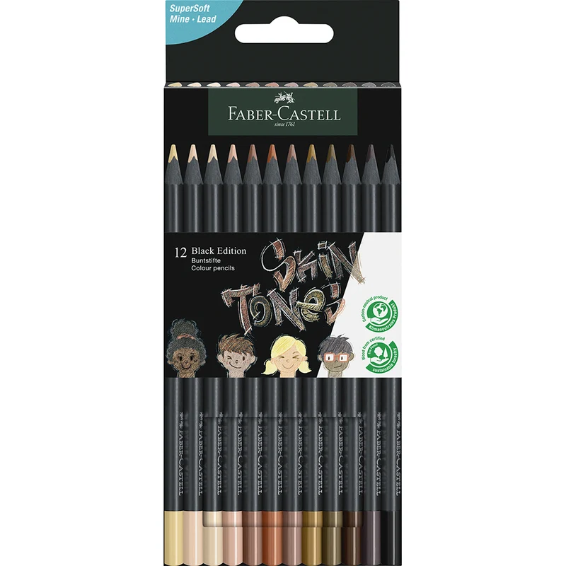 Faber-Castell, Black Edition, 12 st färgpennor - Skintones