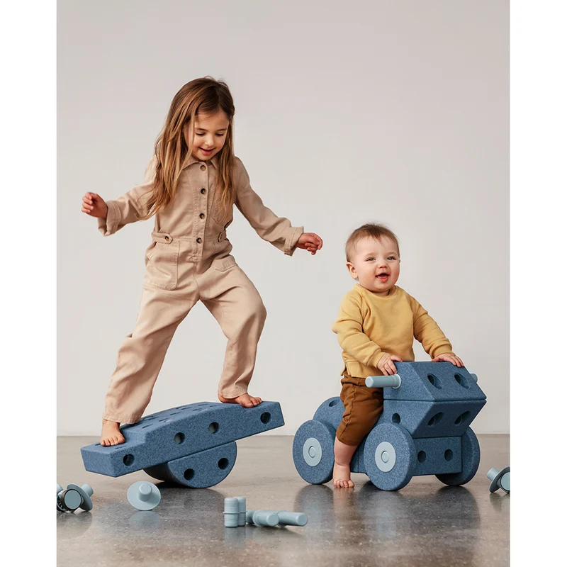 Modu byggleksak i skum, Dreamer set, 34 delar - Deep blue/ Sky blue