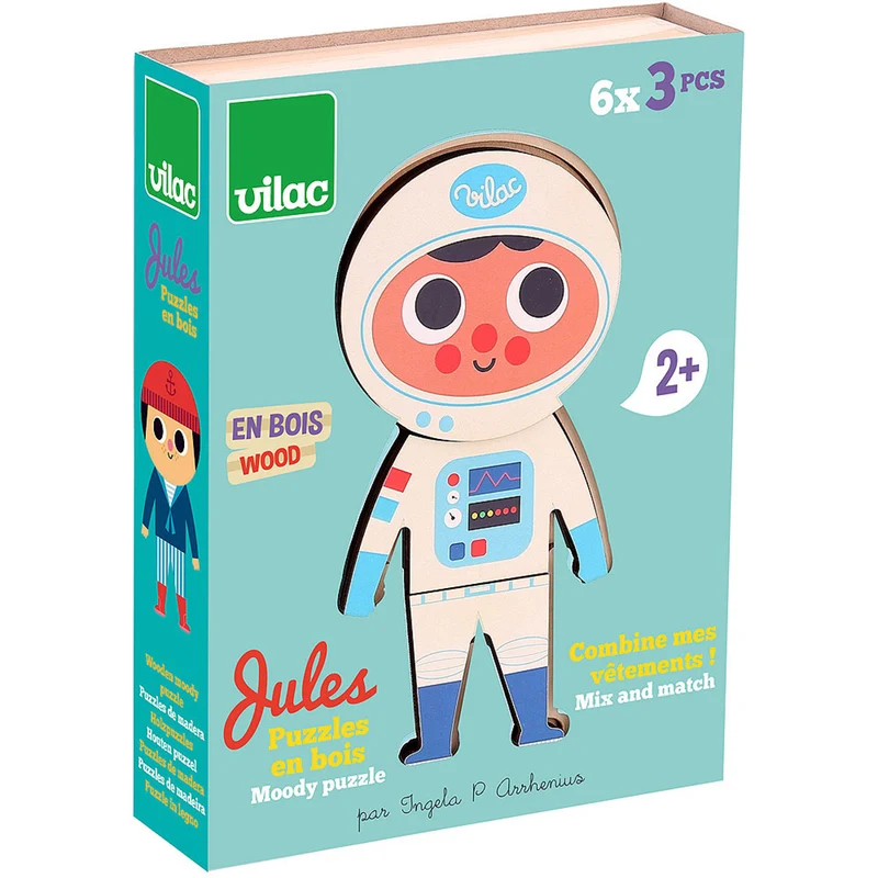 Vilac träpussel, 6 x 3 bitar - Jules av Ingela P Arrhenius
