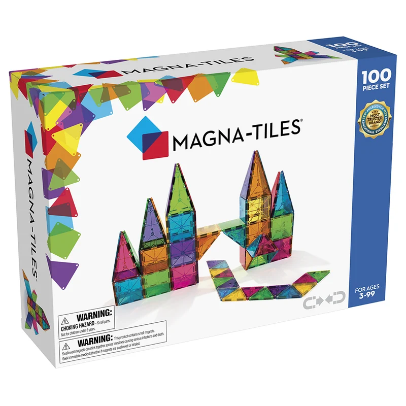 Magna-Tiles Clear Colours, Magnetiskt byggset med 100 delar