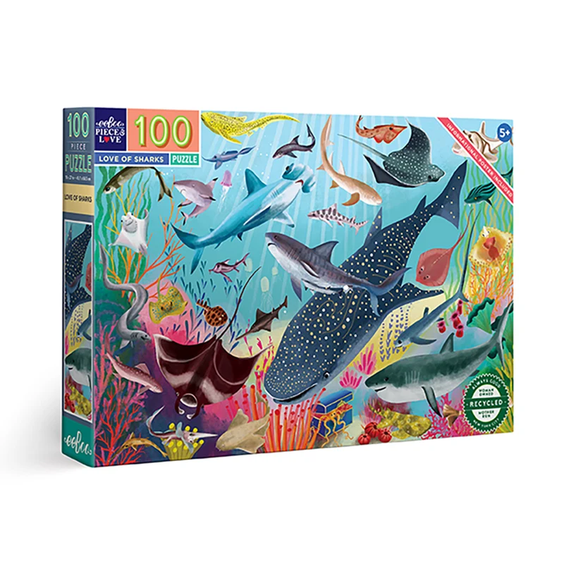 Eeboo Pussel, Hajar i djupet - 100 bitar