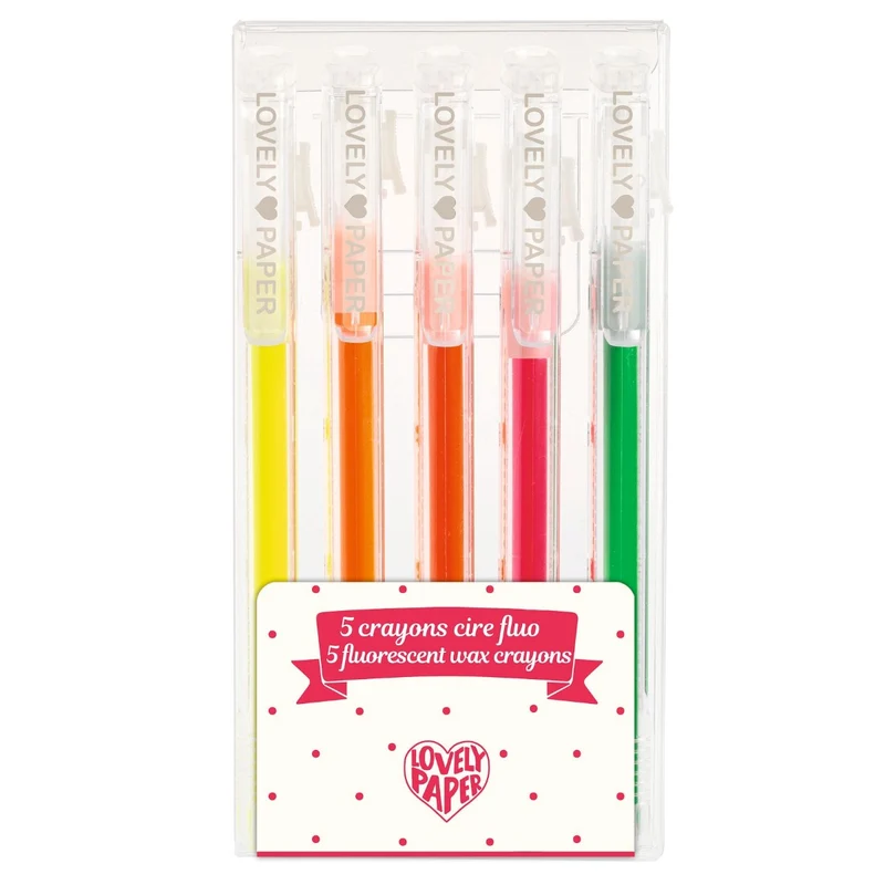 Djeco Lovely paper, 5 Fluorescent voks farveblyanter