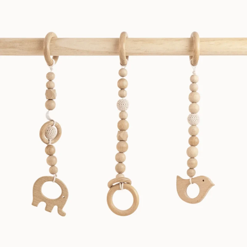 Wooden Baby Gym | Wooden Animals Play Gym Set with Elephant & Bird
