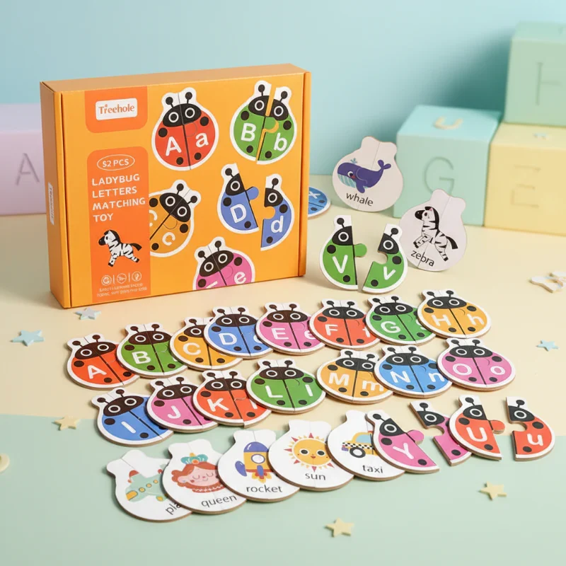 Wooden Letter Matching Game – Lärande & lek – Alfabetpussel