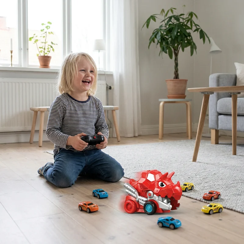 Fjärrstyrd Dino Lastbil Som Sväljer Bilar